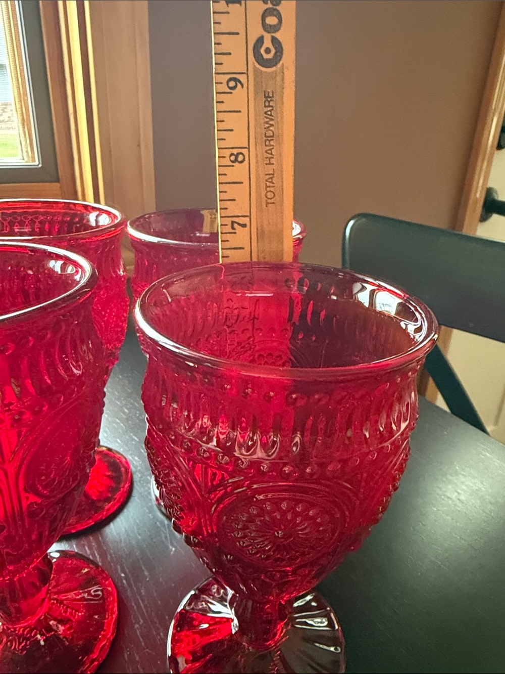 Pioneer Woman Adeline Ruby Red Water Goblet 12 oz. discontinued Perfect set of 4 - Picture 6 of 7